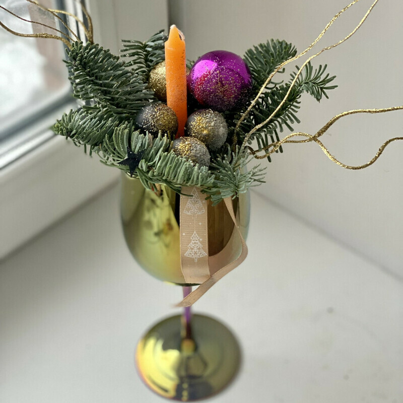 Новогодний декор в бокале, стандартный