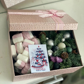 Зимняя коробка с зефирками
