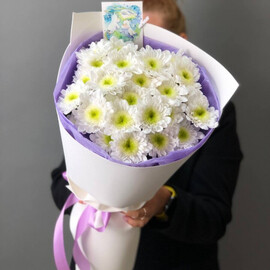 Нежный букет хризантем "Радость"