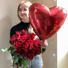 15 роз Эквадор + шар Сердце