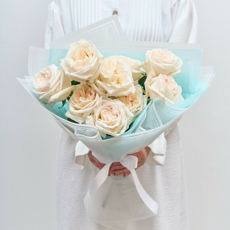 9 Французских Роз White O'Hara, 9 роз