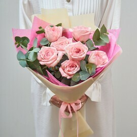 7 Роз 70 см Пионовидные Розовые