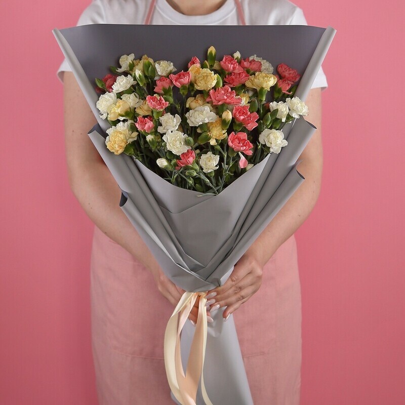 Букет из 25 Кустовых Гвоздик, делюкс