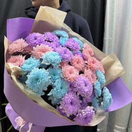 Букет из 9 цветных хризантем