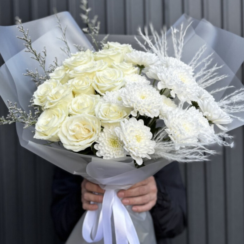 Шикарный букет в белых тонах, премиум