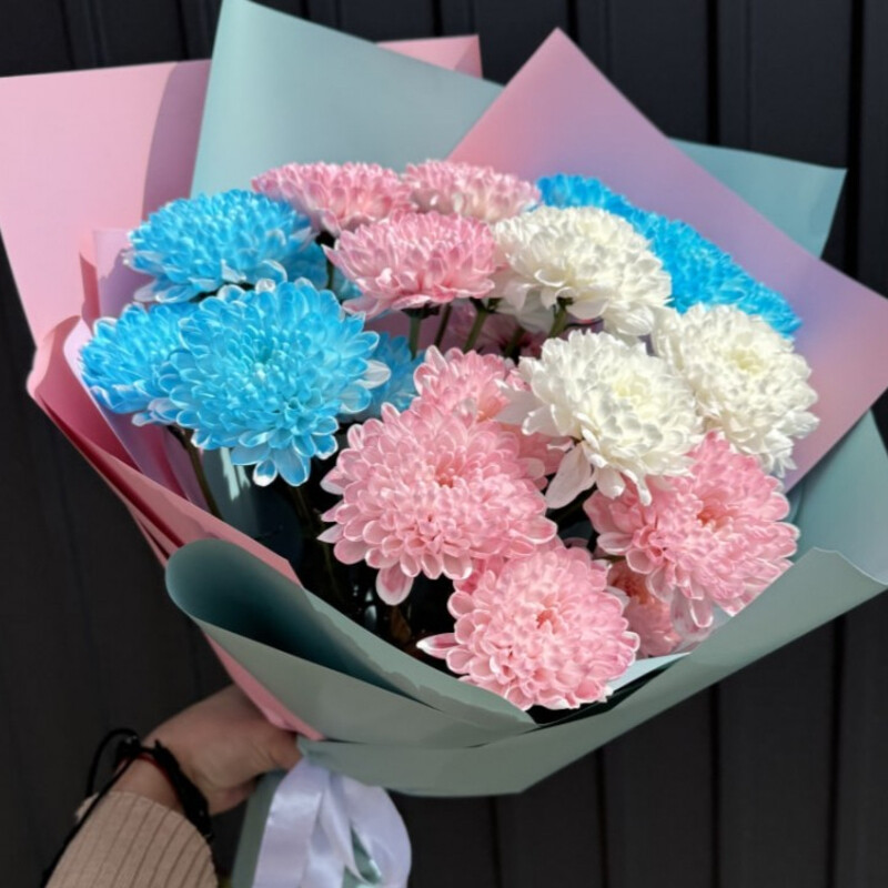 Букет ярких кустовых хризантем, стандартный