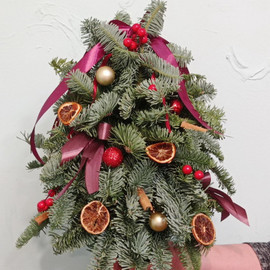 Elochka srednyaya s sharikami i koritcej