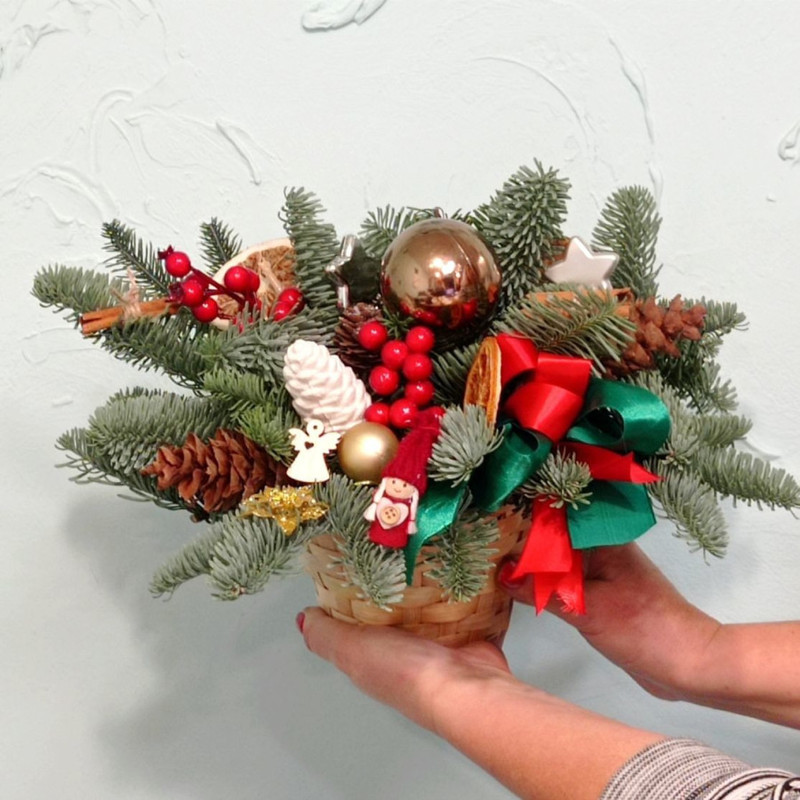 Новогдняя композиция в ящичке, стандартный