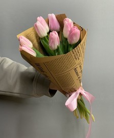 Букет из 9 розовых тюльпанов
