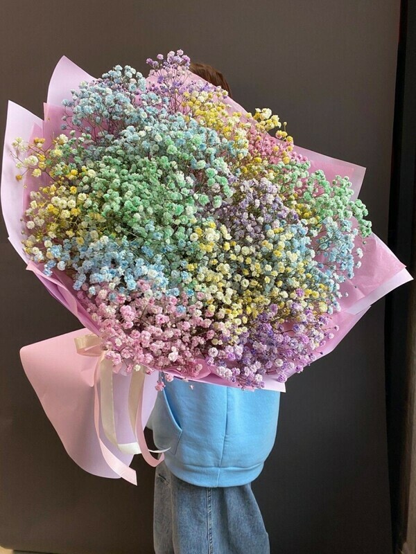 Букет из 13 радужных гипсофил, стандартный