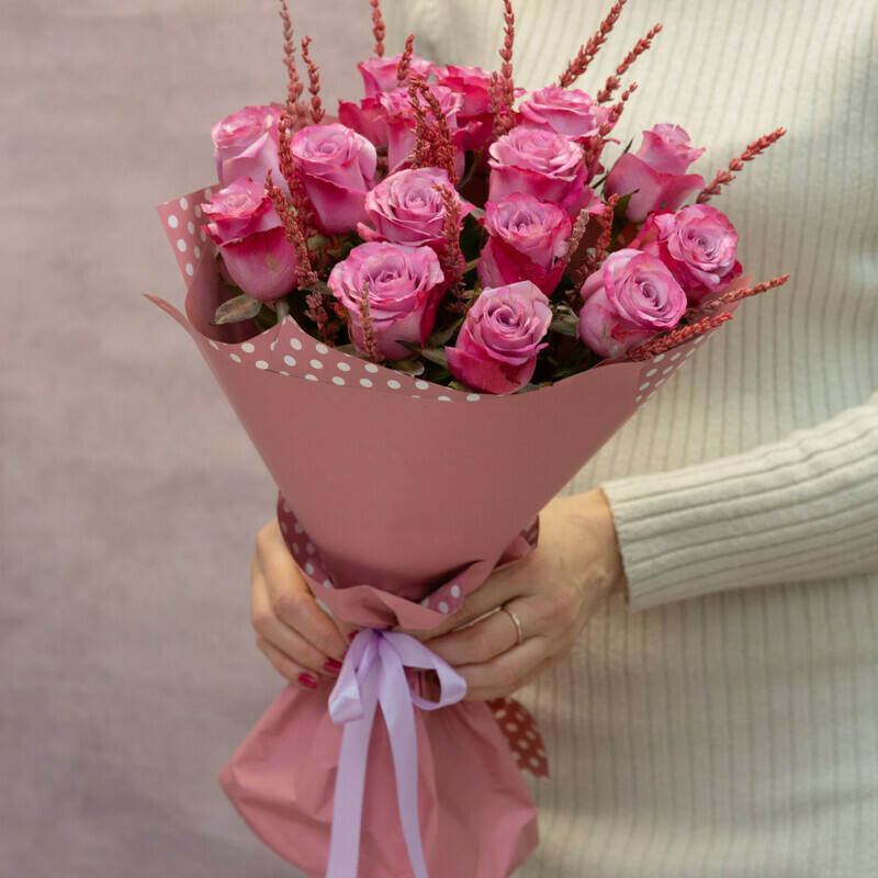 букет из роз с лавандой, стандартный