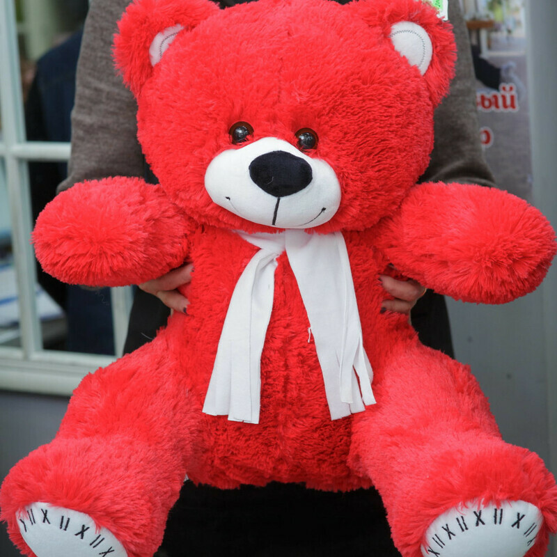 мишка плюшевый красный, стандартный