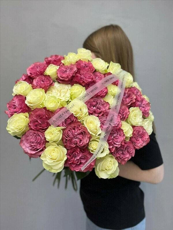 Buket 51 pionovidnaya roza, premium