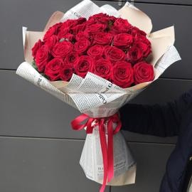 Букет из 39 красных бордовых роз 60см