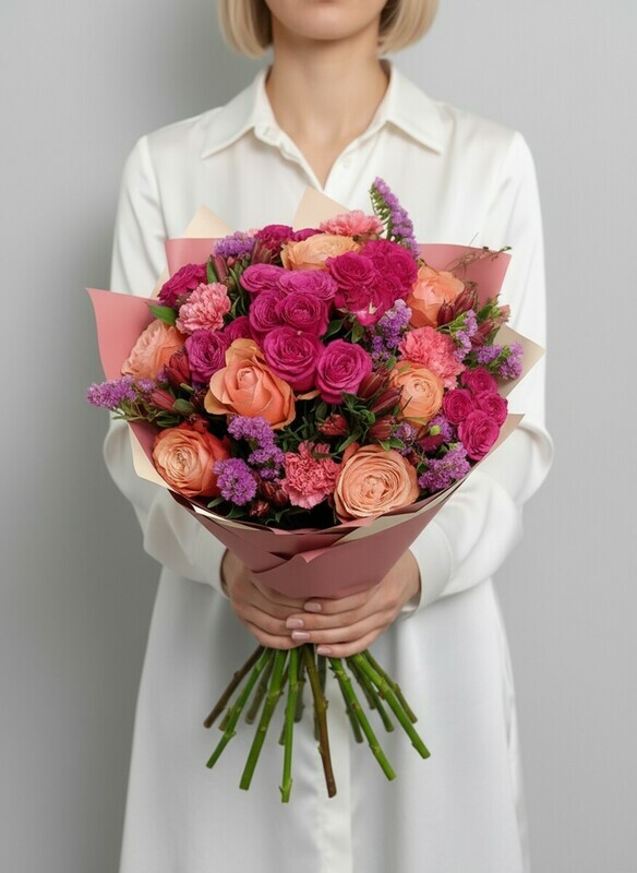 Buket s pionovidnimi rozami "Dlya dushi", premium