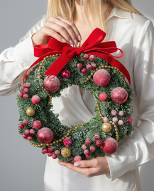 Rozhdestvenskij venok iz natural_noj datskoj eli (ruchnaya rabota)