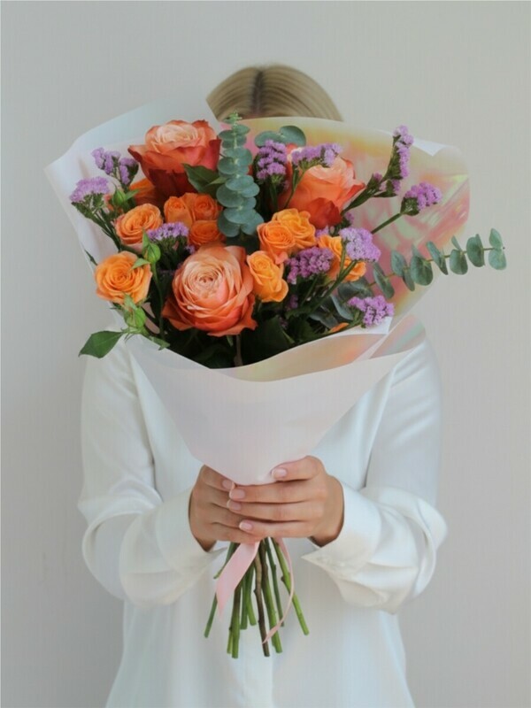 Букет с пионовидными розами «Калейдоскоп любви», стандартный