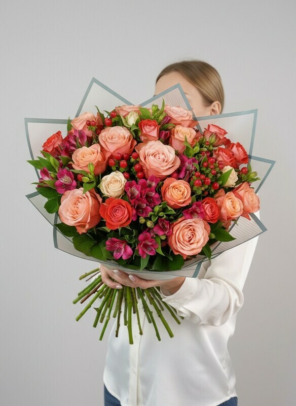 Букет с пионовидной розой "Императрица", премиум