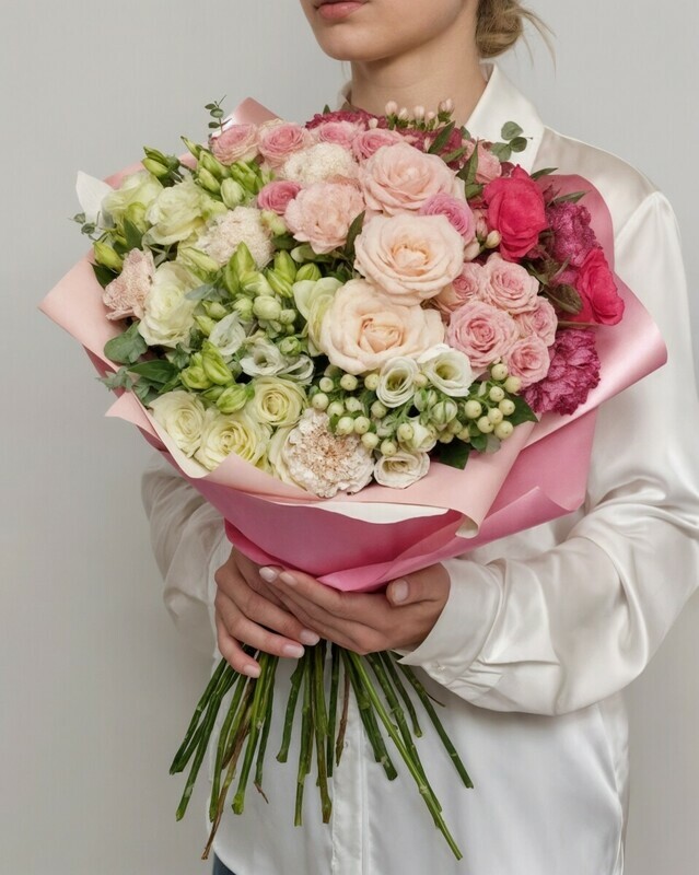 Букет с розами "Инь и Янь", премиум