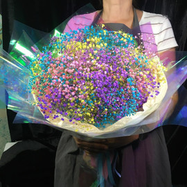 Воздушный букет из радужной гипсофилы