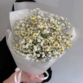 Букет белая гипсофила и ромашка кустовая