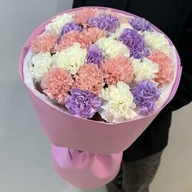 Букет из 25 разноцветных диантусов