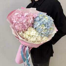 Букет "3 гортензии с упаковкой"