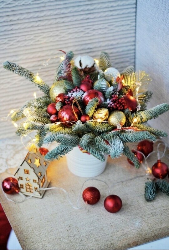 Новогодняя композиция в кашпо, стандартный