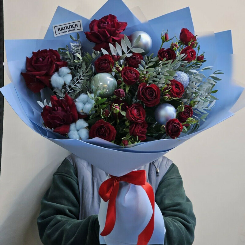 букет зимний с розами, стандартный