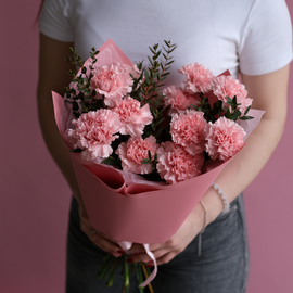 Монобукет из розовой гвоздики, 11 шт