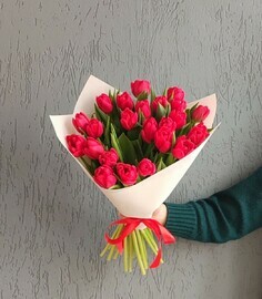 25 красных тюльпанов
