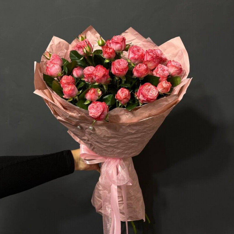 Пионовидная кустовая роза в упаковке, пионовидная кустовая роза в упаковке