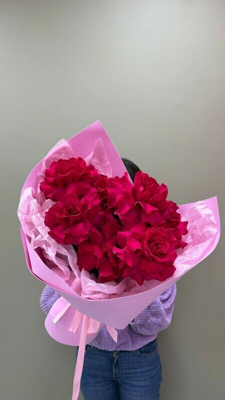 Букет из 5 вывернутых роз, стандартный