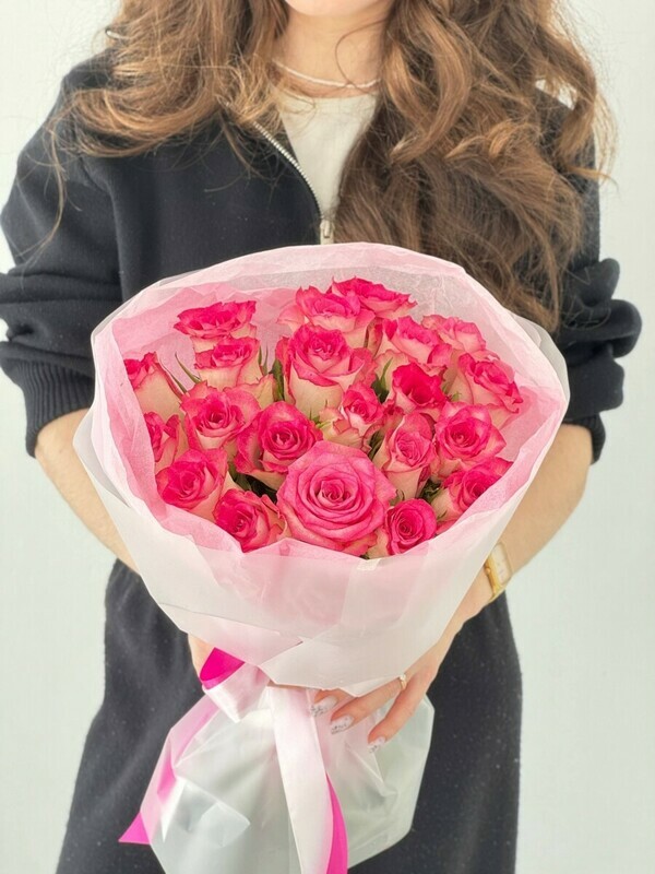 Букет из 21 розы 35 см, уменьшенный