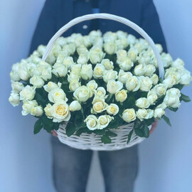 101 роза в корзине