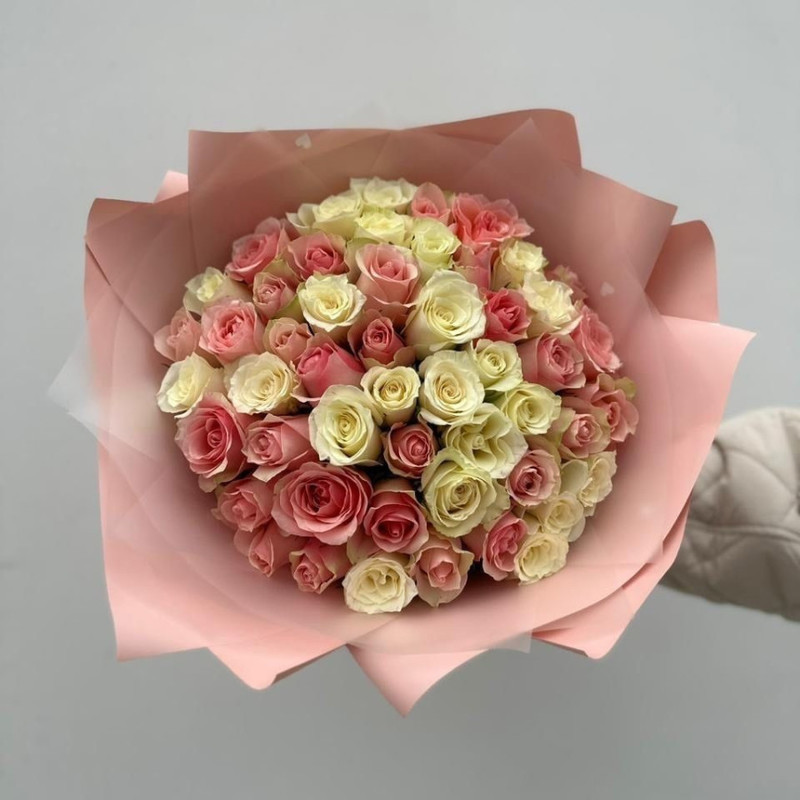 51 роза нежный микс, стандартный