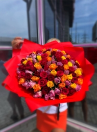 Букет из 101 роза кения Яркий микс