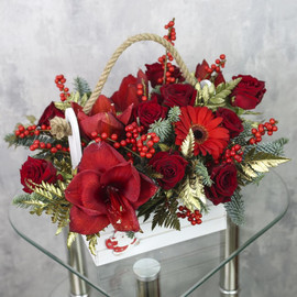 Ящик с цветами «Бордовый микс»