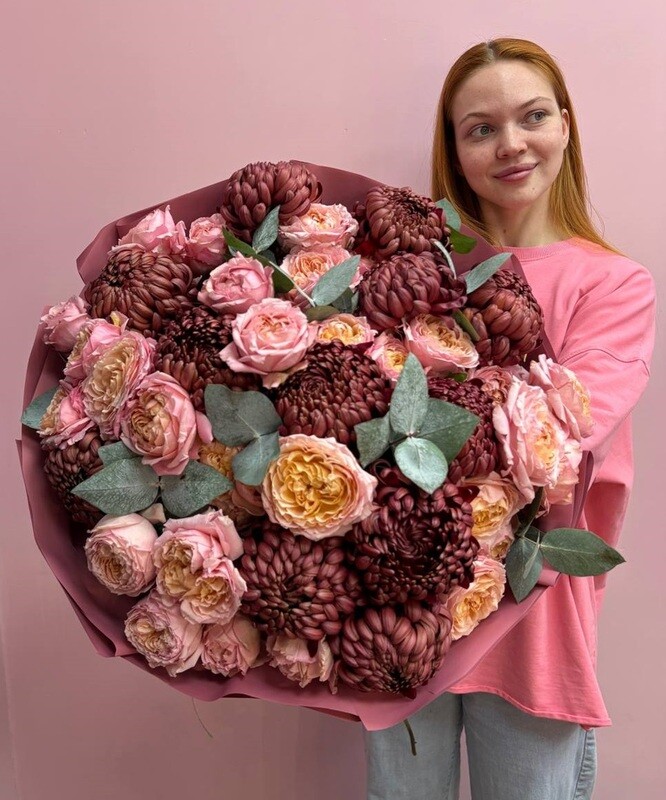 Premium buket «Mamin kompot» na osnove bigudi i kustovoj Dzhul_etti, premium