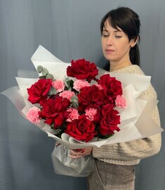 French roses with dianthus