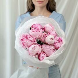 Buket iz 9 rozovih pionov