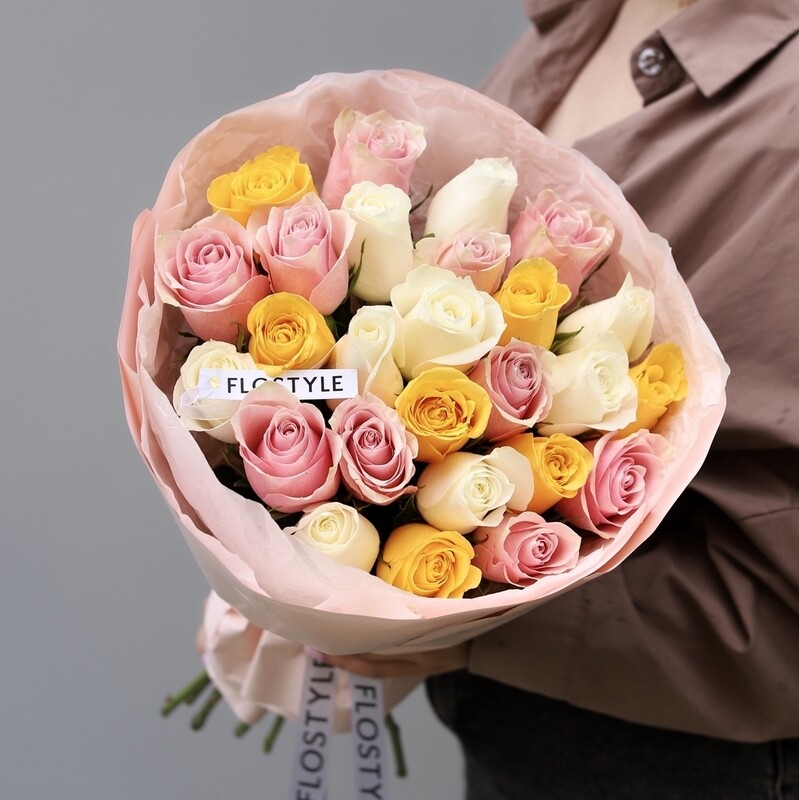 Букет из 25 нежных роз, букет из 25 нежных роз