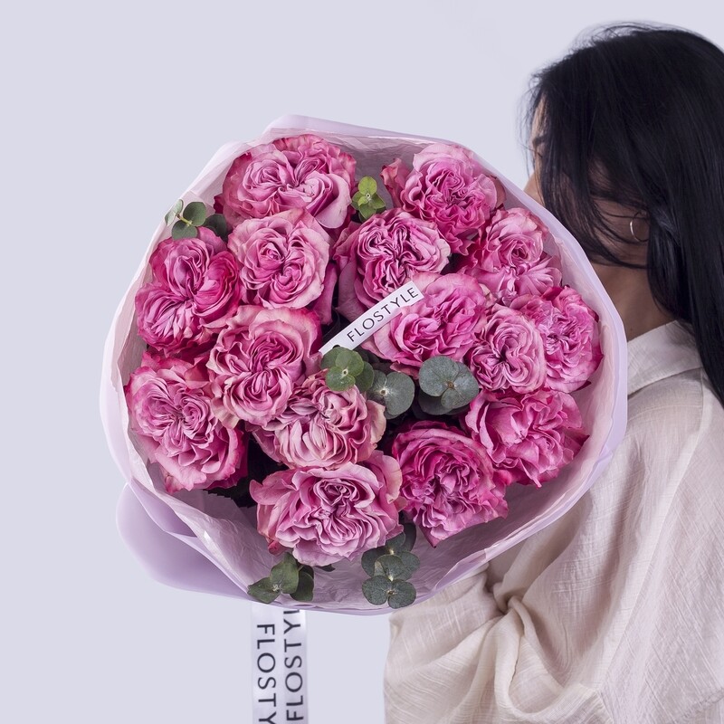 Букет из 15 роз Кантри Блюз, букет из 15 роз кантри блюз