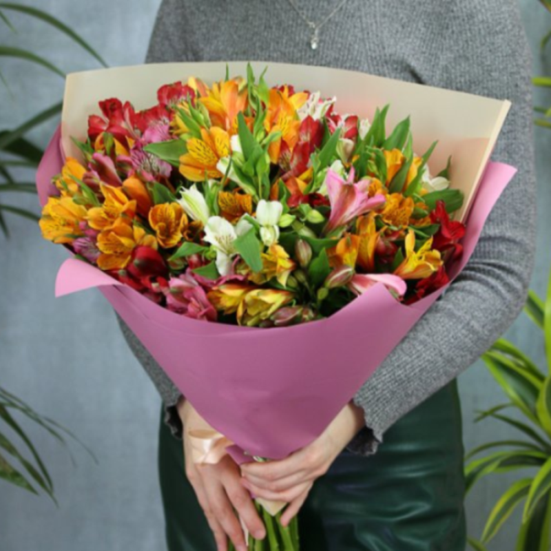 Букет из 25 альстромерий микс, стандартный