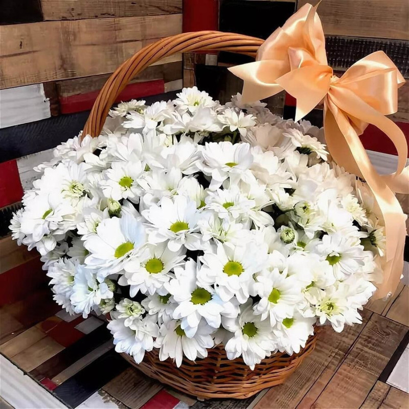 Dillon White Chrysanthemum Basket, standart