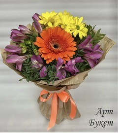Букет с герберой, хризантемой, альстромерией (букет 74)