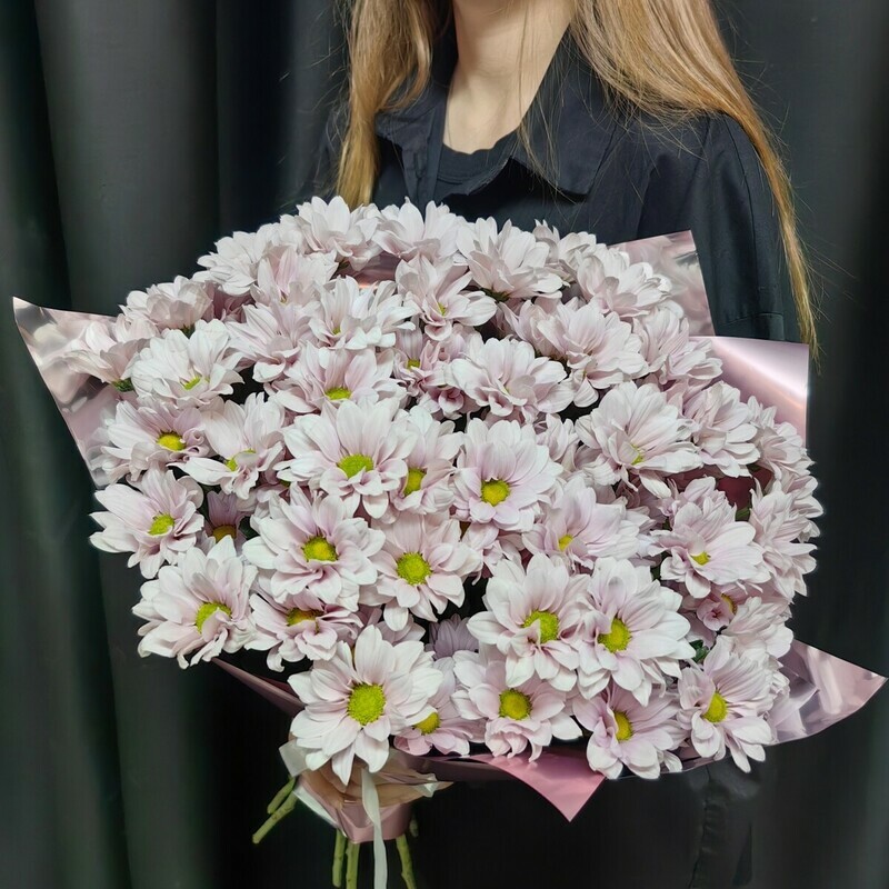 Букет из 9 нежно-розовых ромашковых хризантем (код 429), букет из 9 нежно-розовых ромашковых хризантем (код 429)