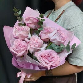 Букет из 7 пионовидных розовых роз для мамы (код 434)