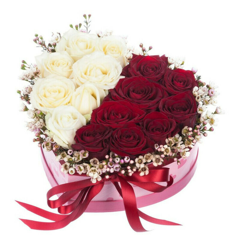 Heart box with roses, standart