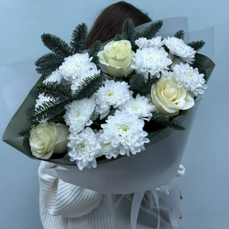 Зимний букет с розами, стандартный